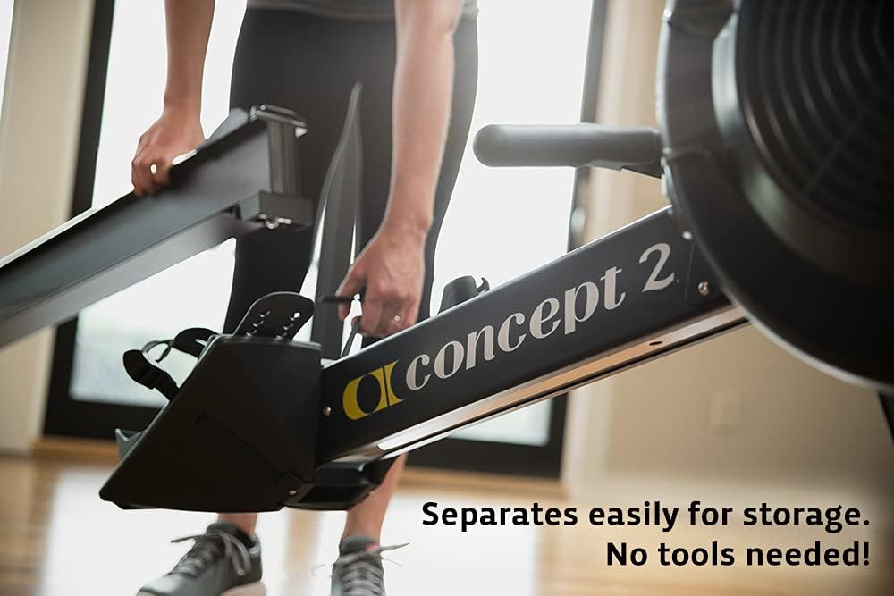 Concept2 RowErg Modell D: Rudergerät mit Luftwiderstand, Standardbeinen, Schwarz