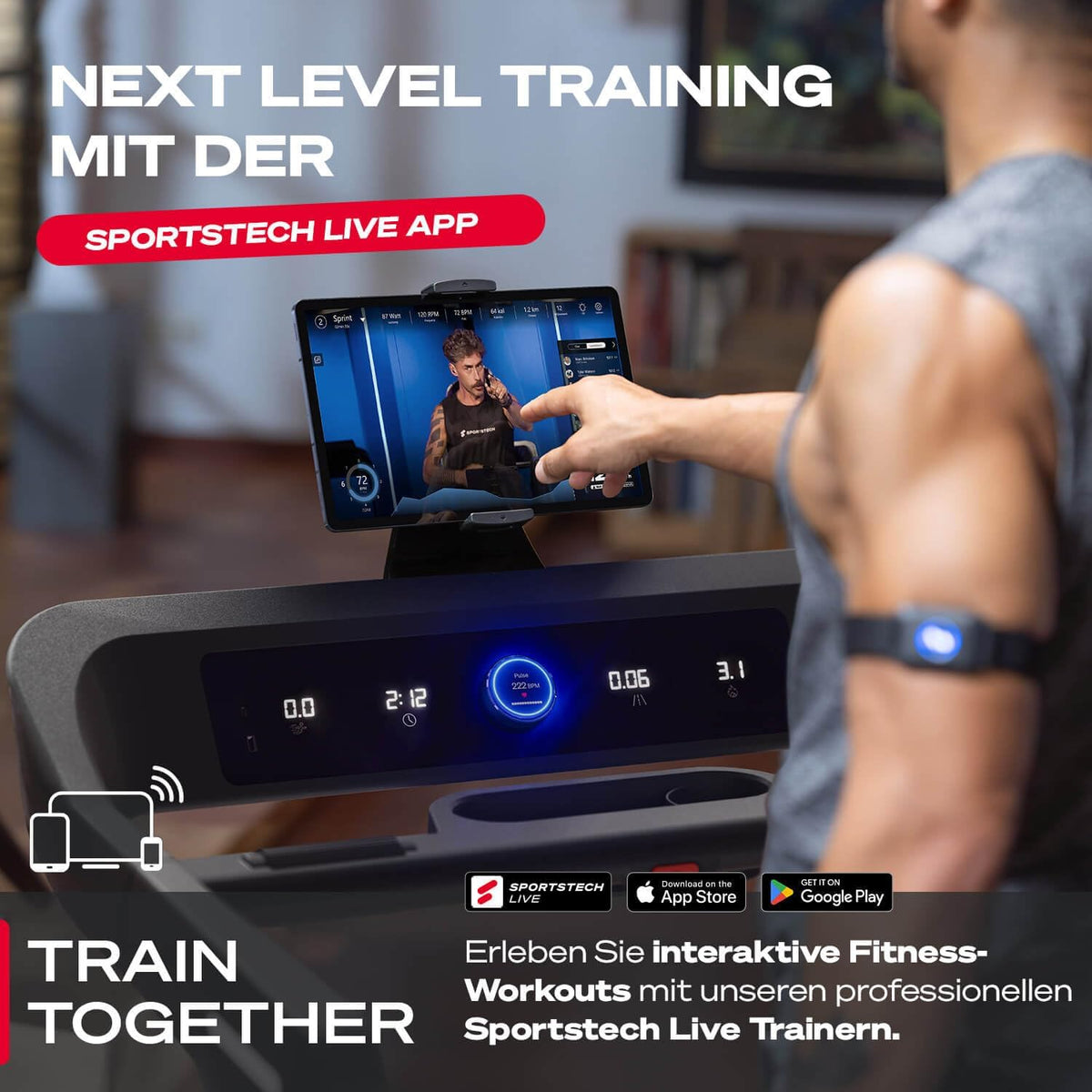 Sportstech sTread Pro/Lite: Klappbares Laufband, 20 km/h, 17 % Steigung