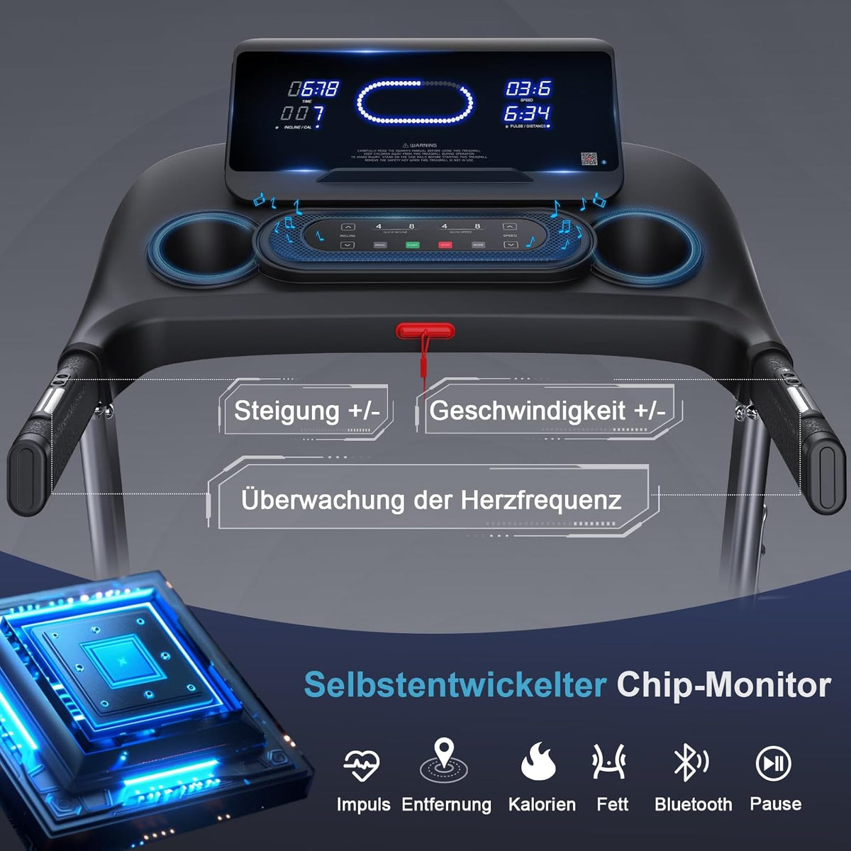 Kitopa Laufband: Hochgeschwindig, 7 PS, große Lauffläche, klappbar