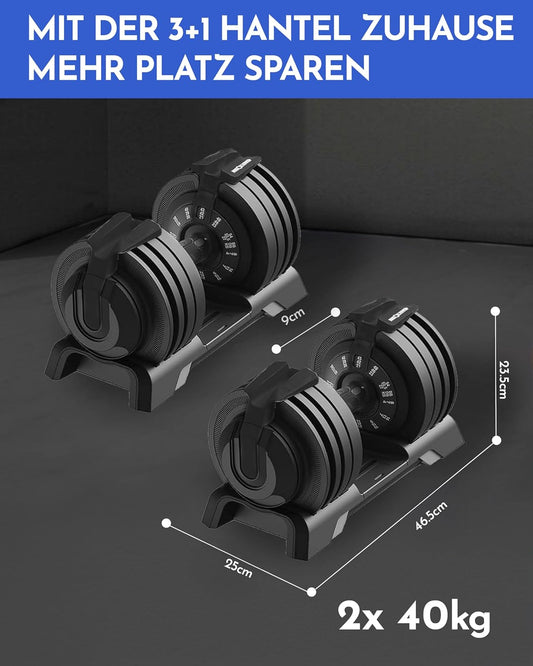NEOLYMP Verstellbare Kurzhantel 2–40 kg mit Schnellverstellung, Einzelstück