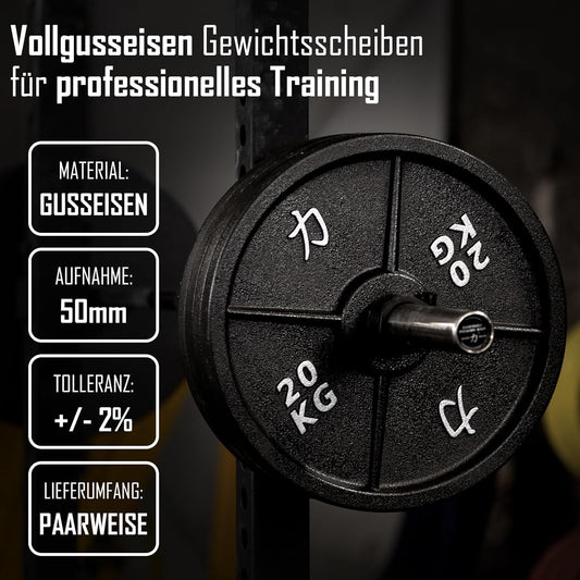 Strength Shop Gusseisen Hantelscheiben: Robuste 50mm Gewichtsscheiben für Langhantel