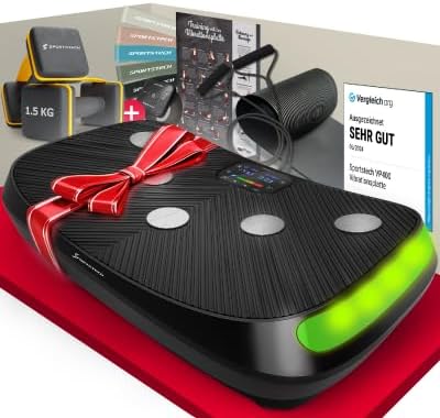 Sportstech VP400: 4D Vibrationsplatte mit Smart‑LED und Trainingsbändern