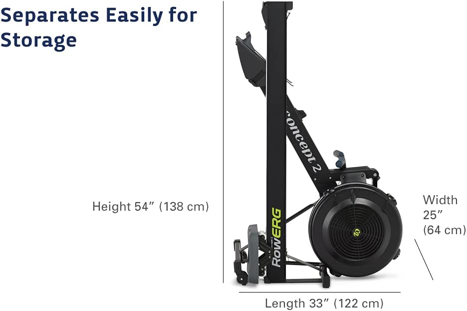 Concept2 RowErg Modell D: Rudergerät mit Luftwiderstand, Standardbeinen, Schwarz