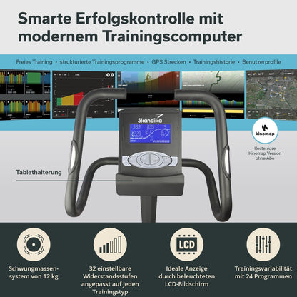 Skandika Morpheus: Ergometer mit App‑Steuerung, Pulsgurt und Tablethalter