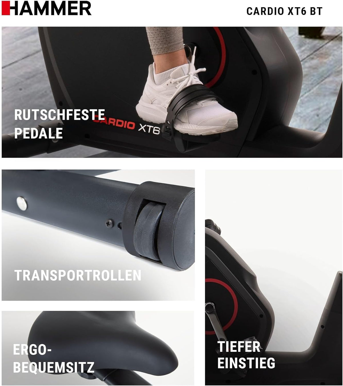 Hammer Cardio XT6/XT7 Ergometer Heimtrainer Fahrrad mit Bluetooth & App