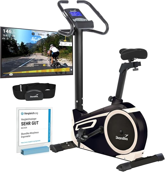 Skandika Morpheus: Ergometer mit App‑Steuerung, Pulsgurt und Tablethalter