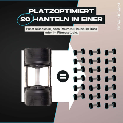 BRAINGAIN Verstellbare Hanteln: Chrom/Schwarz, Krafttraining für Zuhause