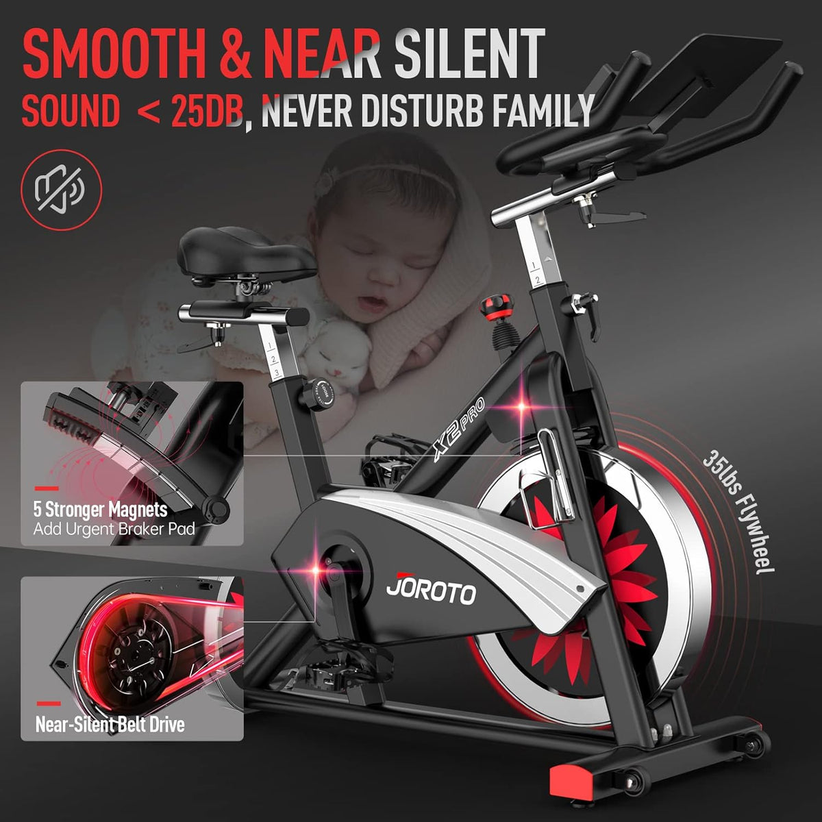 JOROTO X2: Leises Heimtrainer-Ergometer mit LCD-Monitor