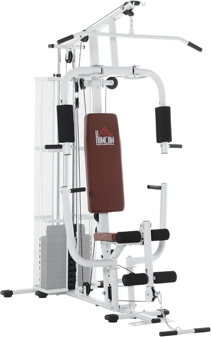 HOMCOM Multistation: Kraftstation mit Latzug, Butterfly & 45 kg Gewichten