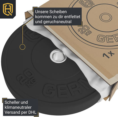 HQ Germany 50mm Vollgummi Bumper Plates - Gewichtsscheiben Set für Training