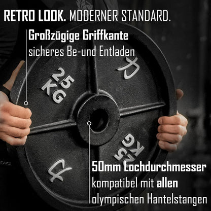 Strength Shop Gusseisen Hantelscheiben: Robuste 50mm Gewichtsscheiben für Langhantel