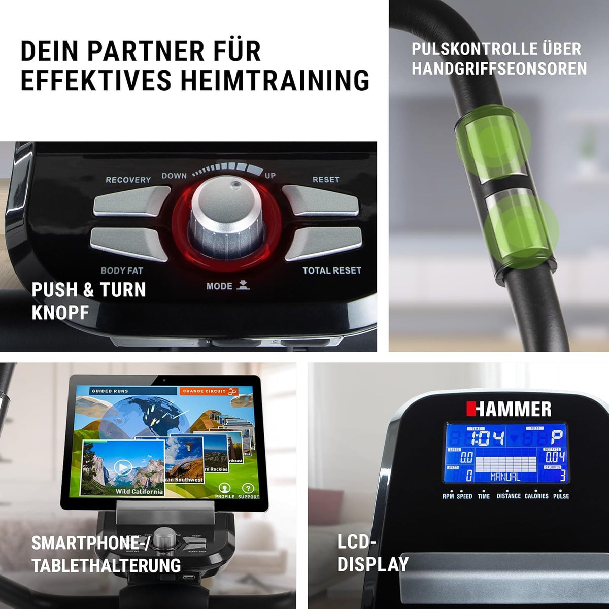 Hammer Cardio XT6/XT7 Ergometer Heimtrainer Fahrrad mit Bluetooth & App